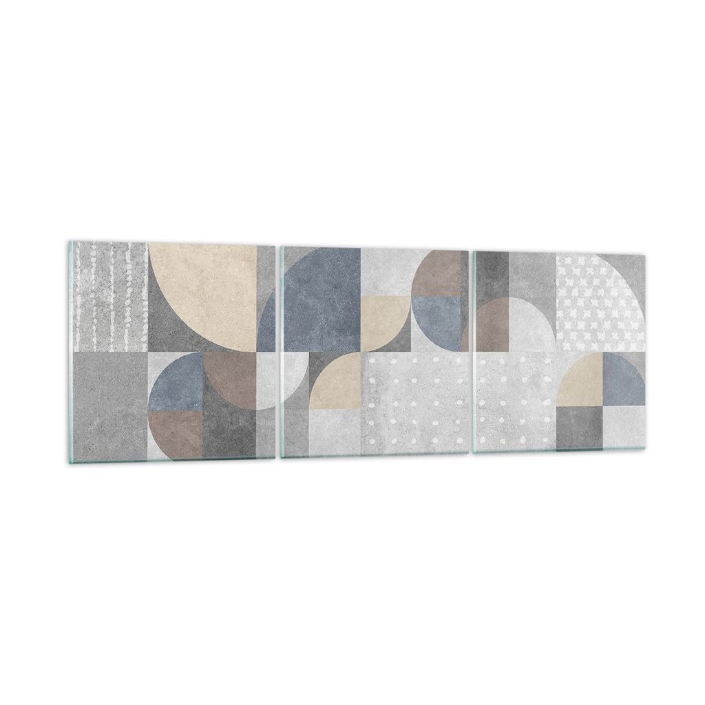 Bilder auf glas - 3 Teile - Geometrie Kunst Stein - 120x40cm - Glasbilder - Wandbilder - Bilder - zum Aufhängen bereit - Wanddekoration aus Glas -...