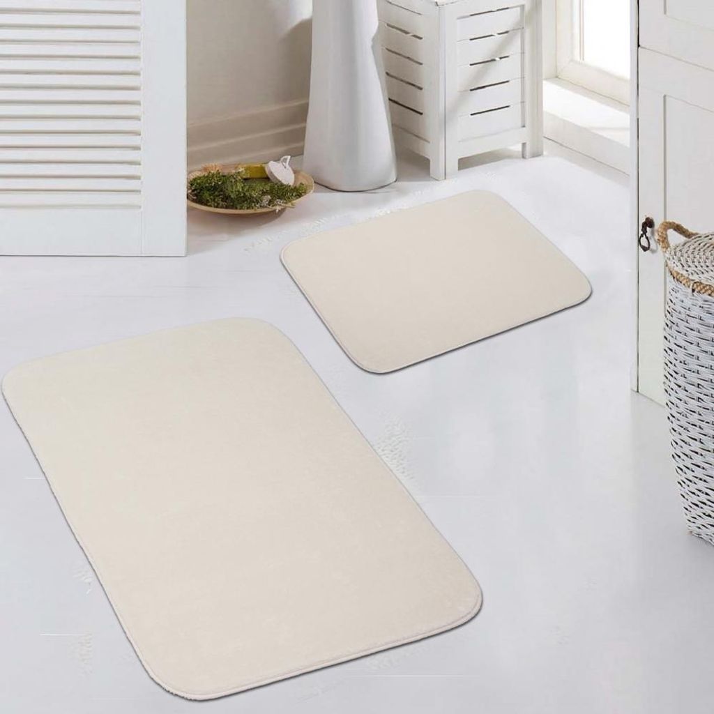 Weicher Creme Teppich pflegeleicht und waschbar für modernes Wohnen Größe - 50x60cm + 60x100 cm