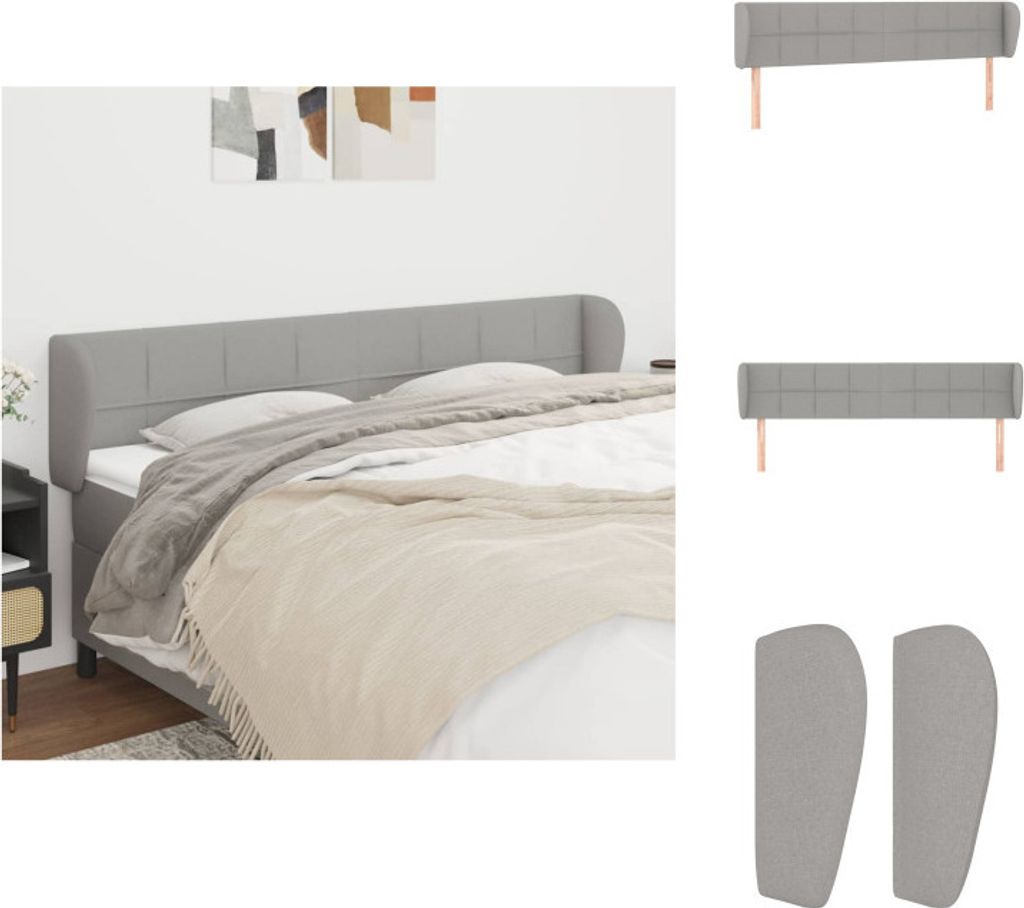 vidaXL Kopfteil mit Ohren Hellgrau 163x23x78/88 cm Stoff - Kopf- & Fußenden