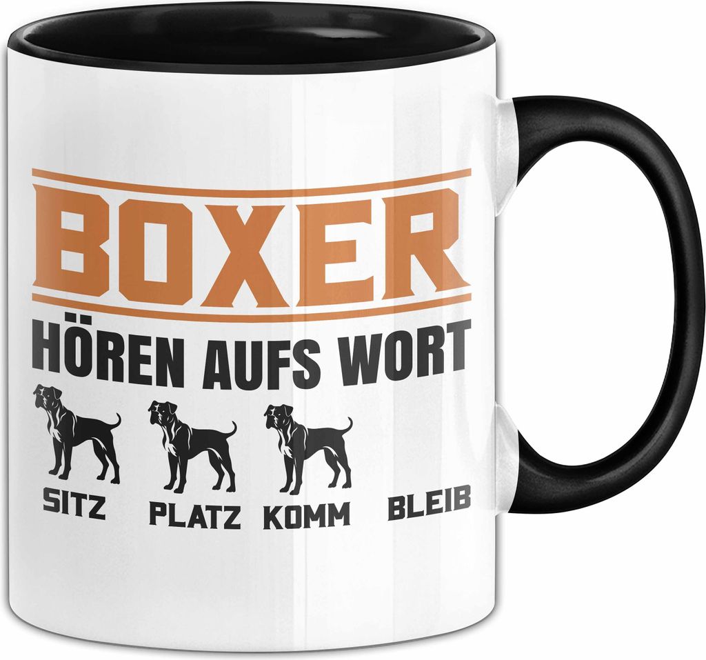 Boxer Hören Aufs Wort Tasse Geschenk Boxer Besitzer Mama Becher (Schwarz)