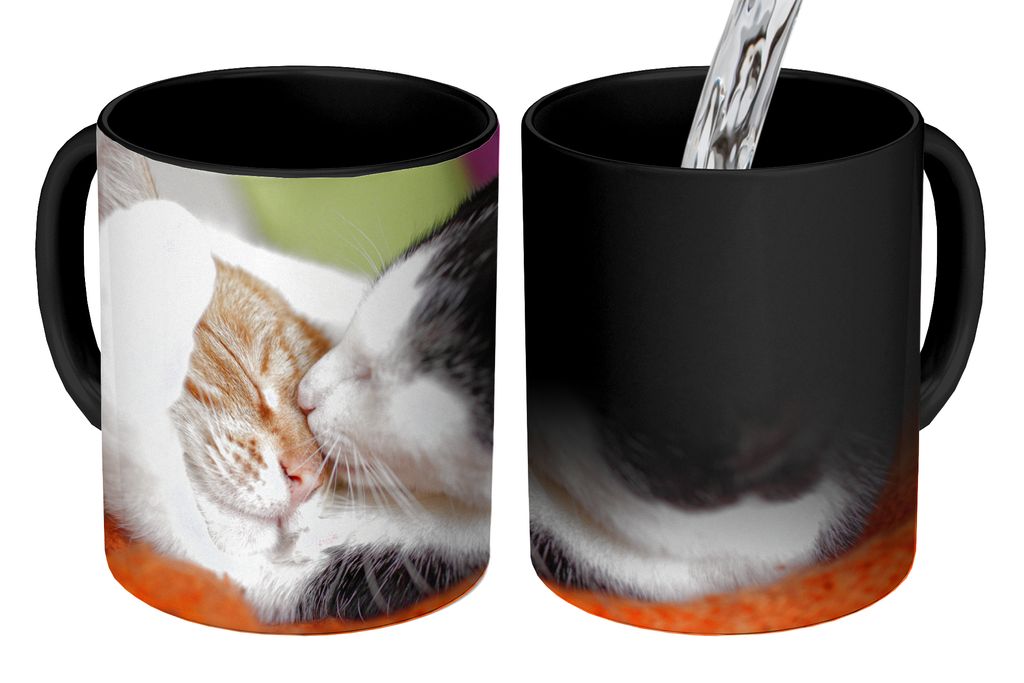 KitchenYeah Zauber Tasse Zaubertasse Magic Katzen - Kuscheltier - Animal Day 350 ml Farbwechsel Becher Geschenk Geschenkidee - Magic-Tasse - Foto...