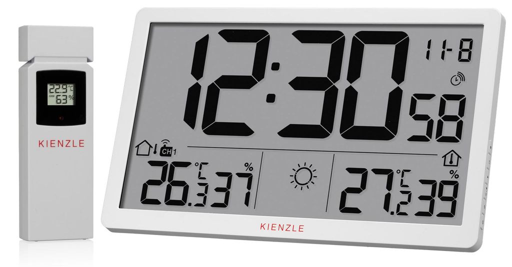 Kienzle Funk-Wetter-Wanduhr mit XL LCD Display, Produktbild 