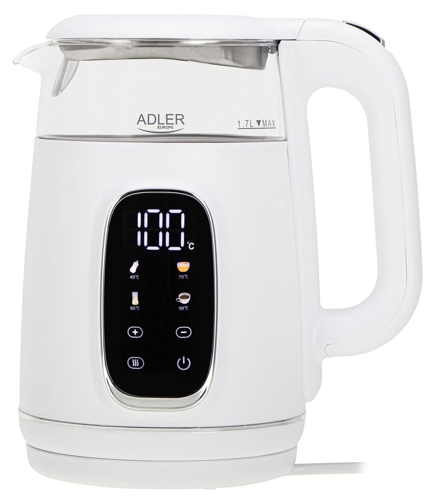 Adler AD 1305 weiß silber Glas Wasserkocher Produktbild 
