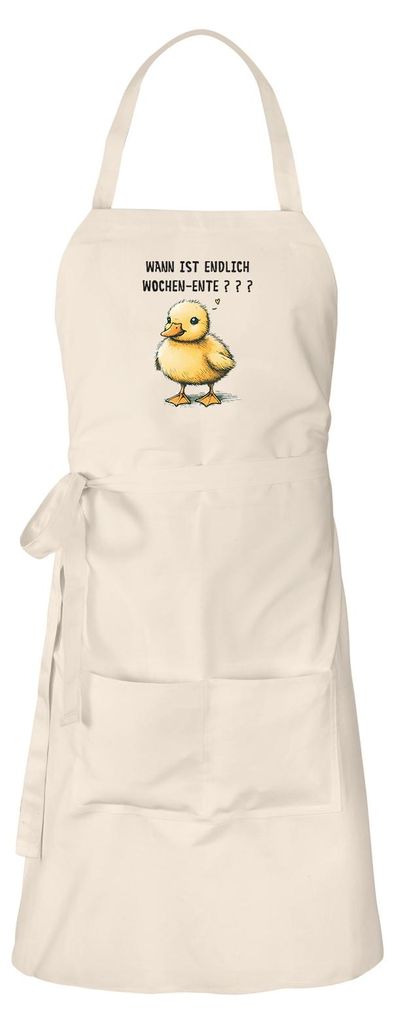 Huuraa Schürze Endlich Wochen-Ente Wochenende Natur mit Taschen Baumwolle Kochschürze Geschenkidee