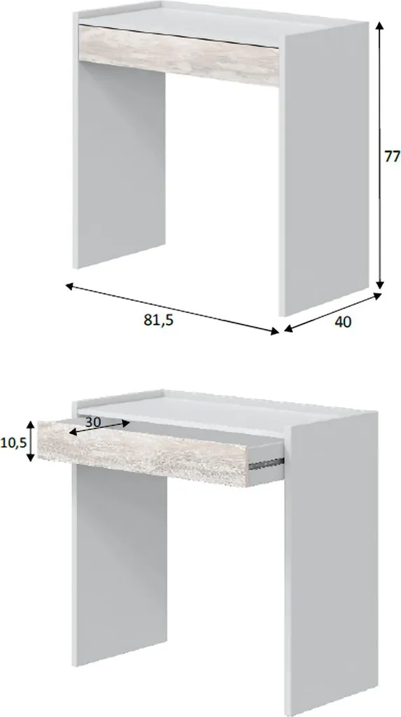 Bureau de télétravail blanc discret 82x40 cm idéal pour chambre adulte - 3