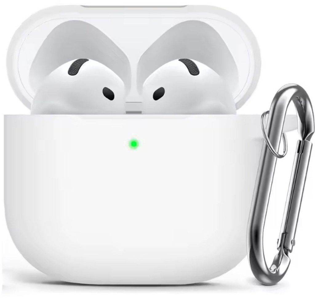 Weiße Hülle passend für AirPods 4 – Silikonhülle für Produktbild 