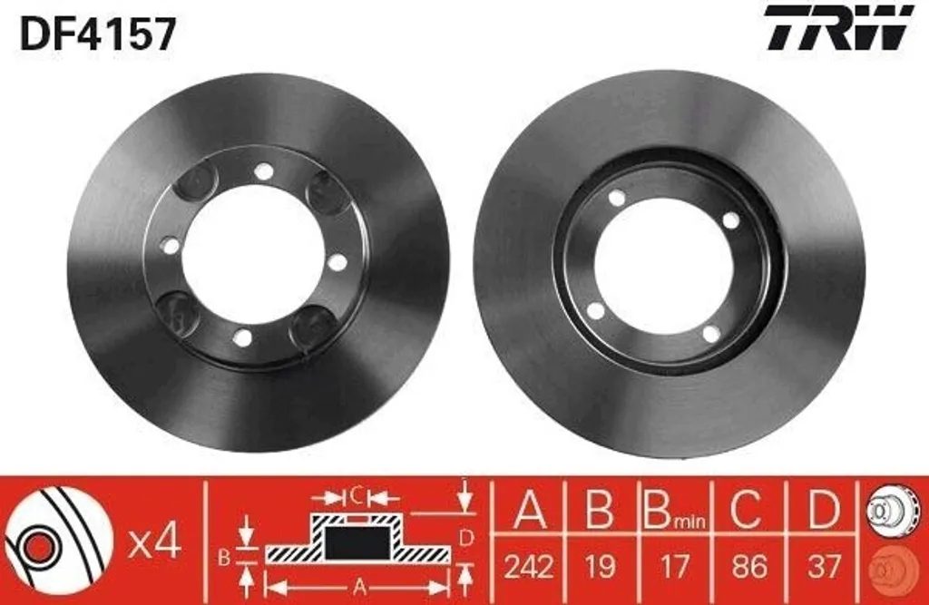 Disque de frein TRW DF4157 contre les vibrations pour Hyundai Lantra OE