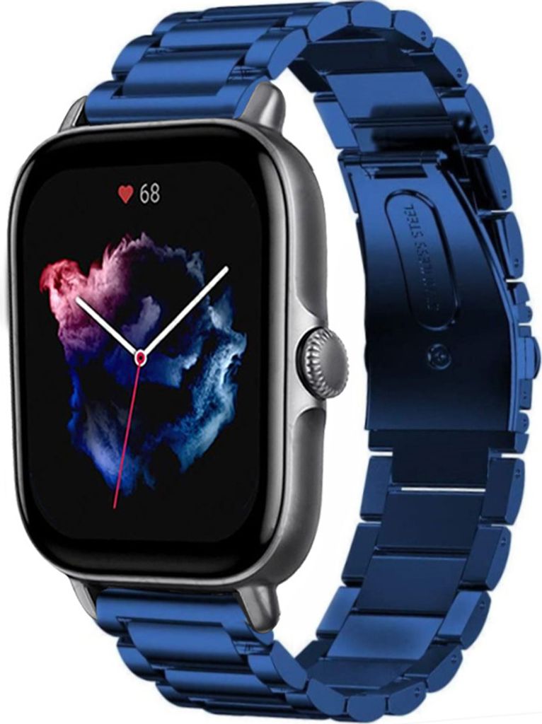 Strap-it Stahlarmband - Kompatibel mit Amazfit GTS 3 Armband Ersatzarmband Edelstahl - Gliederarmband mit Faltschließe - Hochwertiges Material - f...