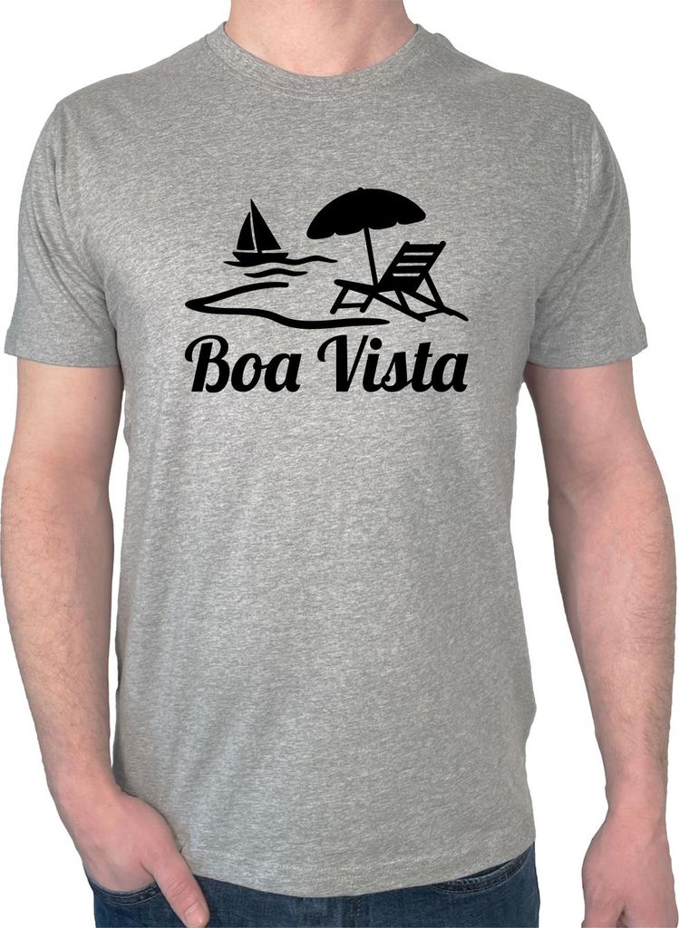 Huuraa Herren T-Shirt Boa Vista Inselmotiv Kap Verde XL Sport Grey Bio Baumwolle Fairtrade Herrenshirt Geschenkidee