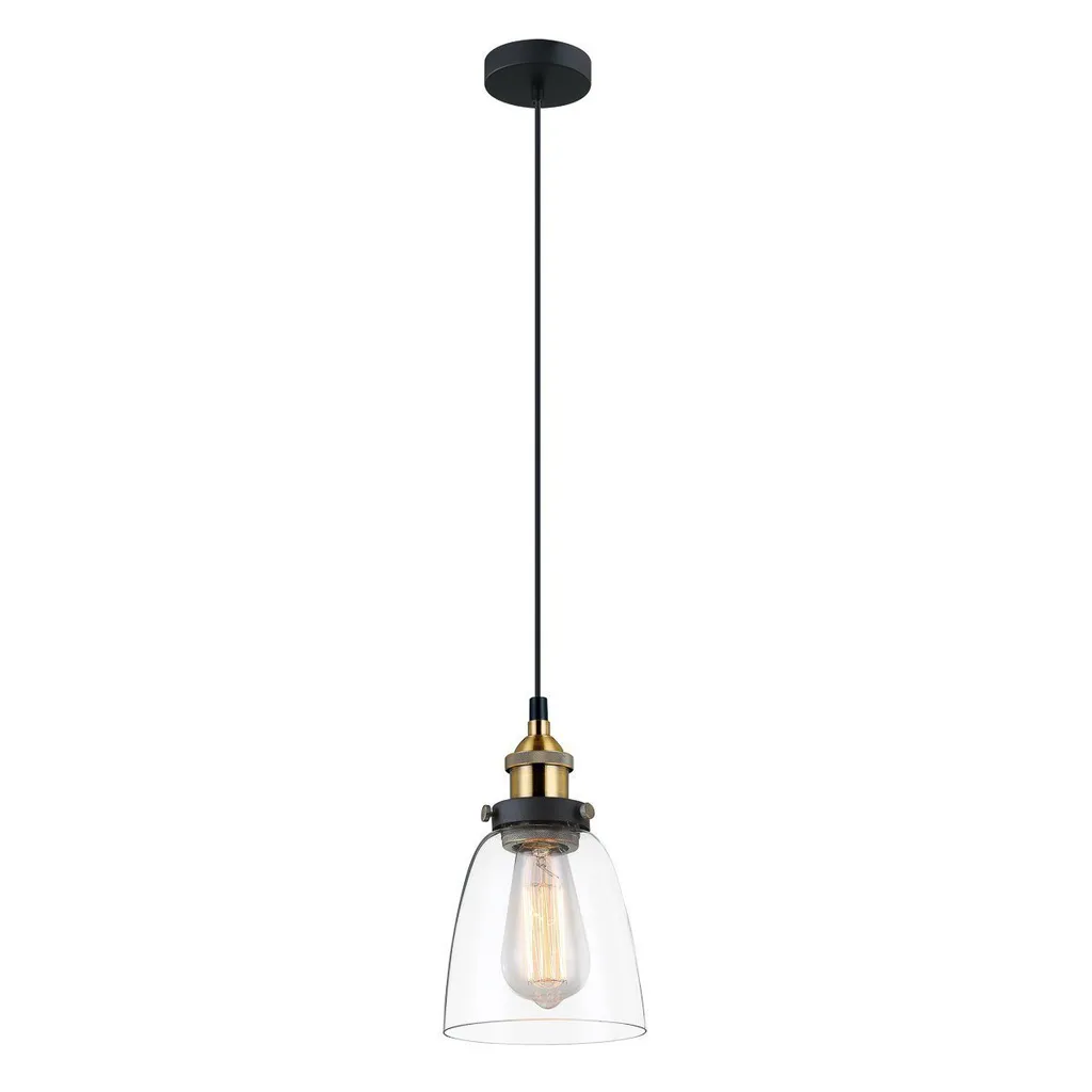 Italux Francis, lampada a sospensione industriale nera MDM-2563/1 GD+CL
