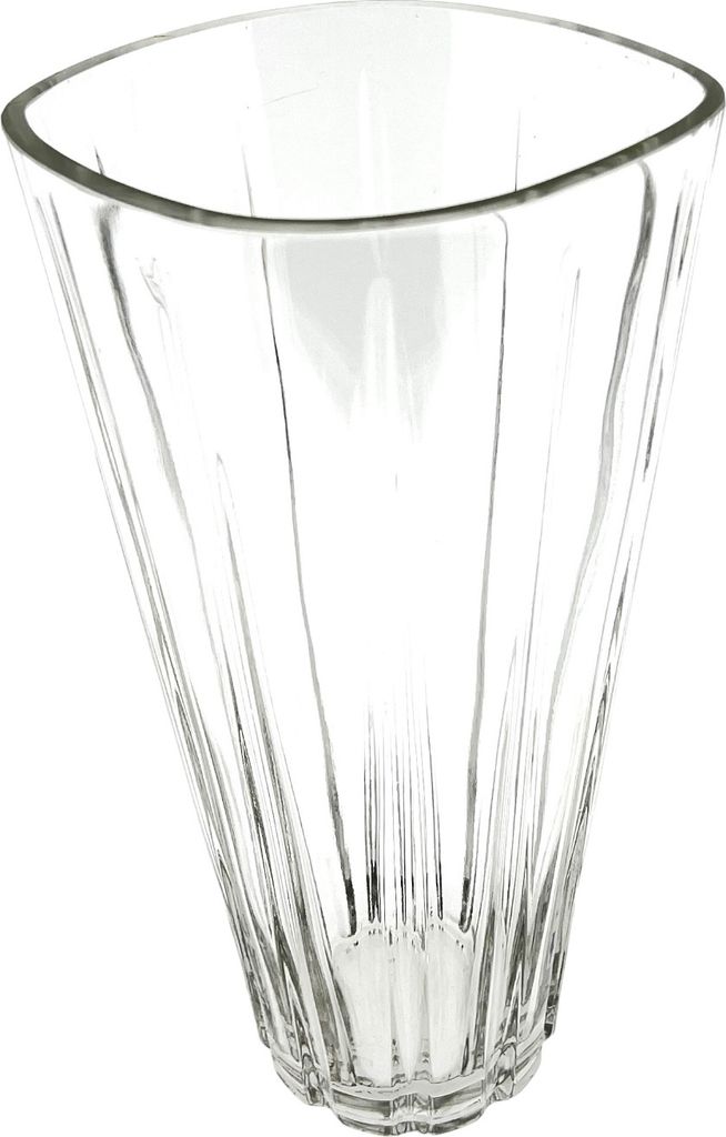 Blumenvase aus Klarglas, Maße 15 x 13 x 28 cm.