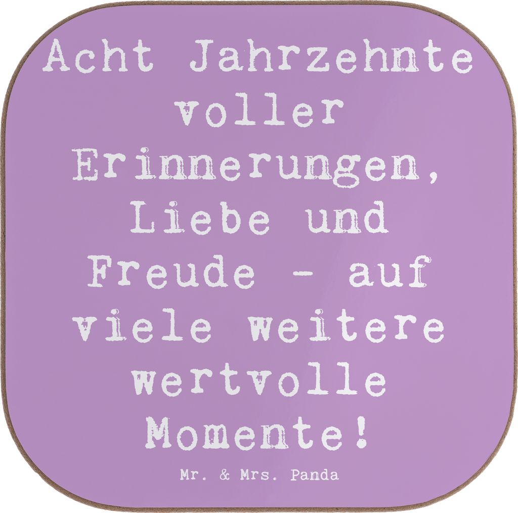 Mr. & Mrs. Panda Untersetzer für Gläser Spruch 80. Geburtstag Erinnerungen - Lavendeltraum - Geschenk, Zuneigung, Achtziger Feier, acht Jahrzehnt...