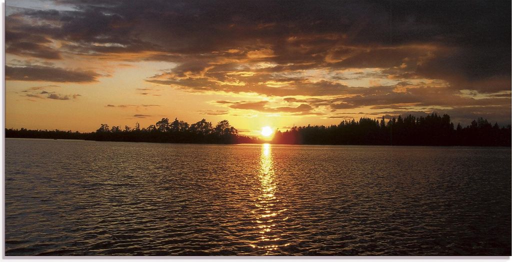 ARTland Glasbild Sonnenuntergang am See Größe: 100x50 cm