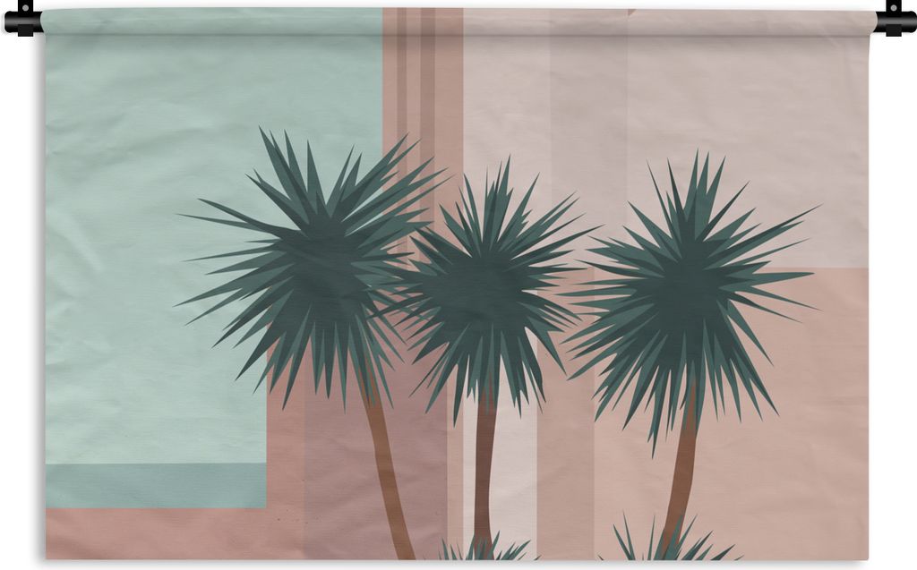 MuchoWow Wandteppich Wandbehang Sommer - Palmen - Abstrakt - Pastell 150x100 cm Tapisserie Dekoration Wandtuch - Waschbar - Tapisserien - Wand-Decke