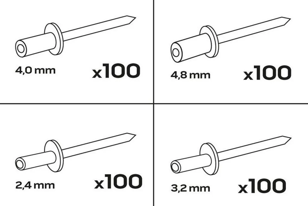 Rivets en Aluminium NEO TOOLS 400 pièces pour Assemblage de Métal et Tôle - 3