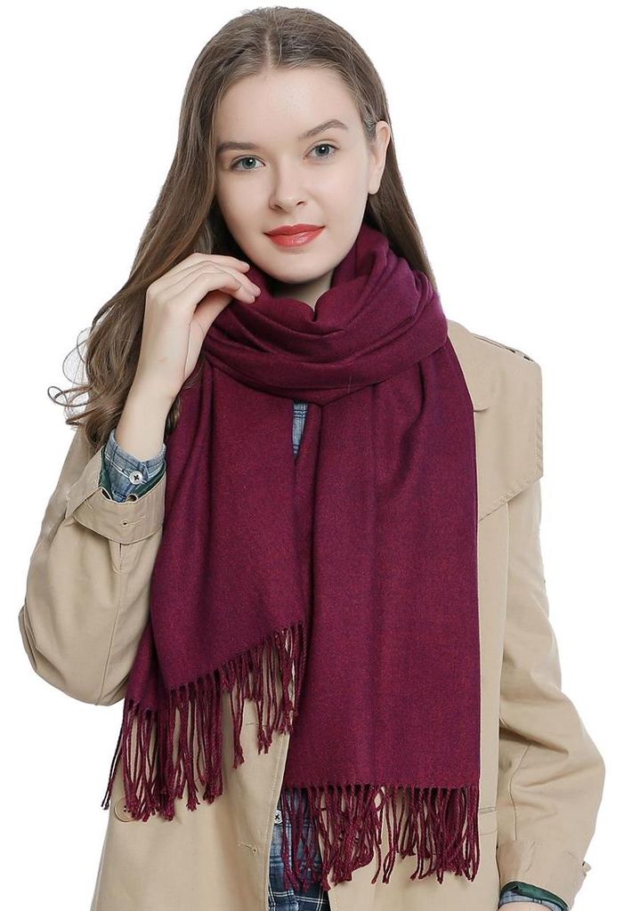 Damen Schal einfarbig weich 185 x 65 cm berry