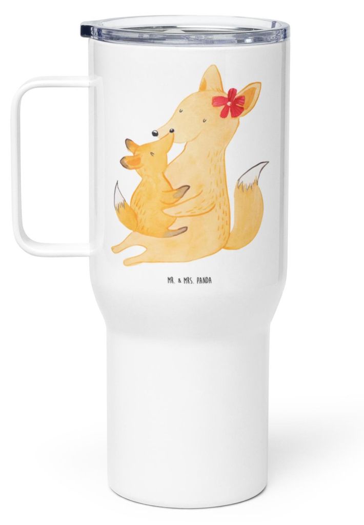Mr. & Mrs. Panda Thermobecher Fuchs Mama - Weiß - Geschenk, Teetasse, thermosbecher, Edelstahl Tasse, Schoß, Mutter, Muttertag, Tochter, getränk...