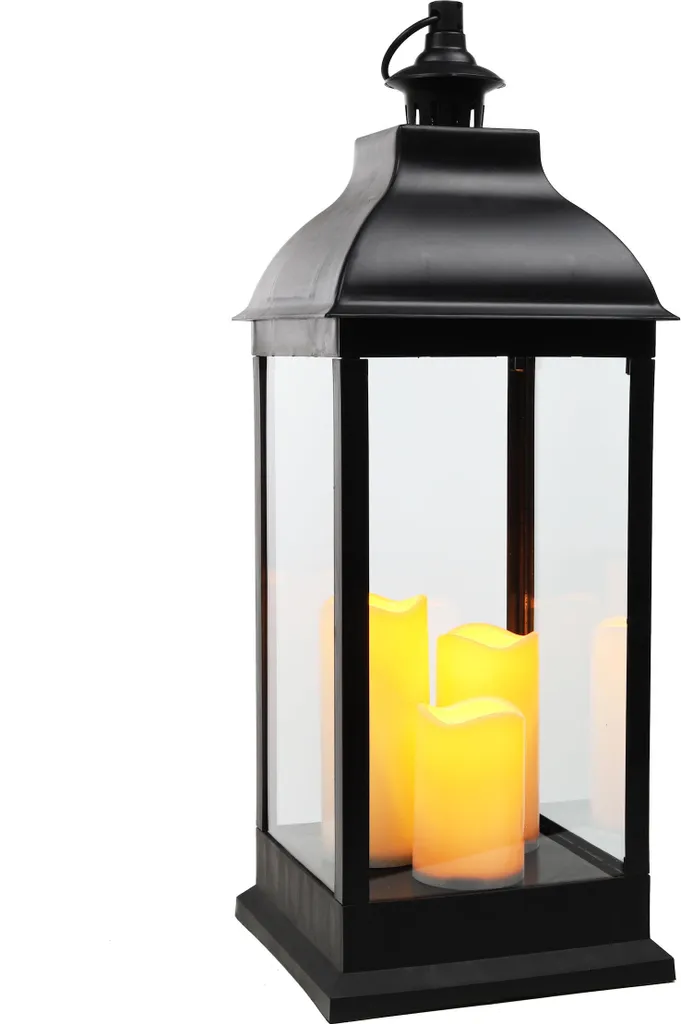 Lanterne XXL 70 cm Extérieure Sécurisée - 3 Bougies LED sans Risque de Feu