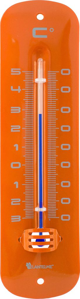 Gartenthermometer 19cm Metall Retro in Orange Außen Garten Produktbild 