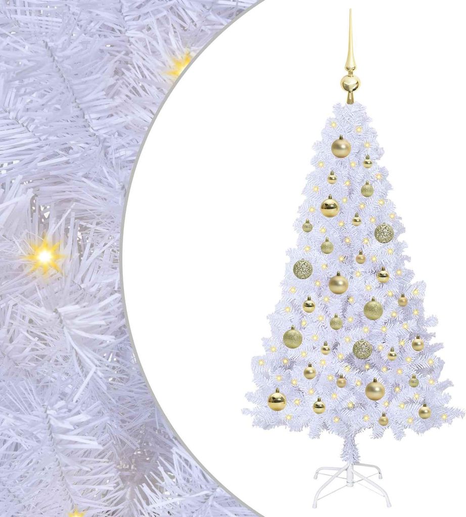 Künstlicher Weihnachtsbaum Weiß 120 cm PVC und Stahl