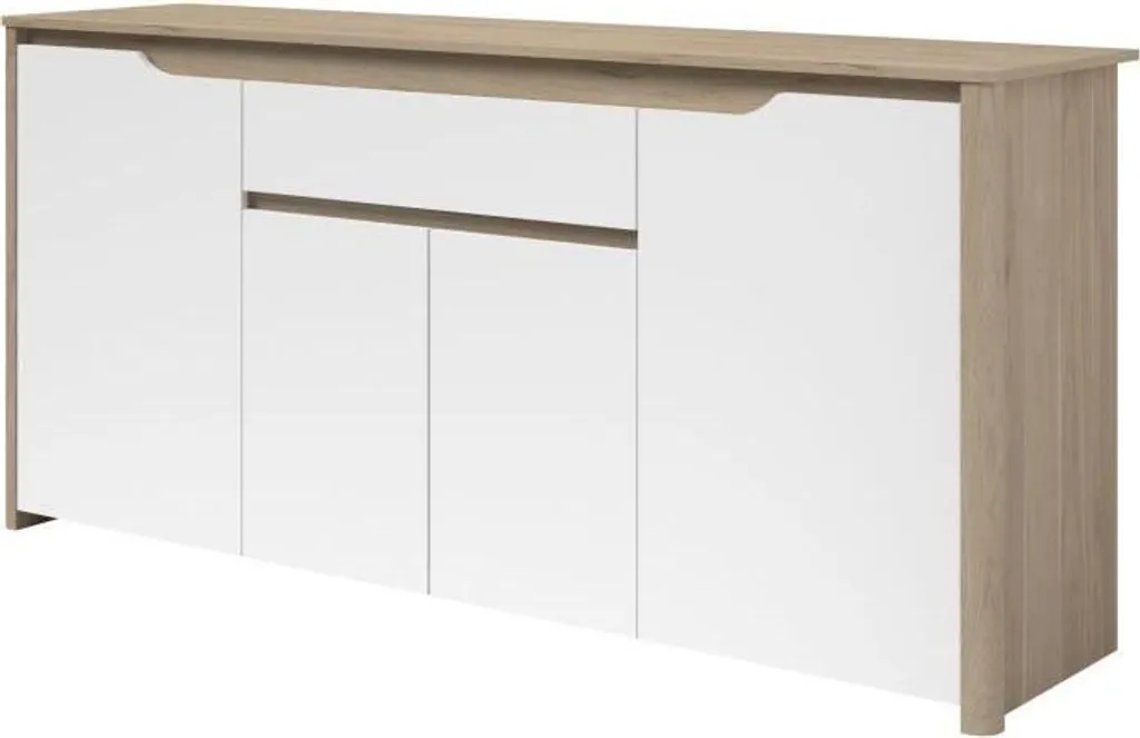 Enfilade moderne blanche et bois BETTY Parisot pour salle à manger