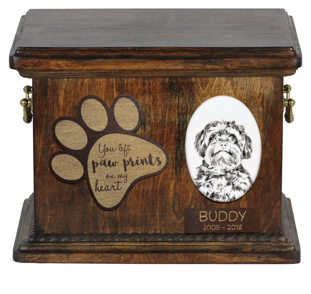 Russische Tsvetnaya Bolonka - Hund Ascheurne, personalisierte Ascheurne mit Foto, Hund Ascheurne von der Marke Art-Dog