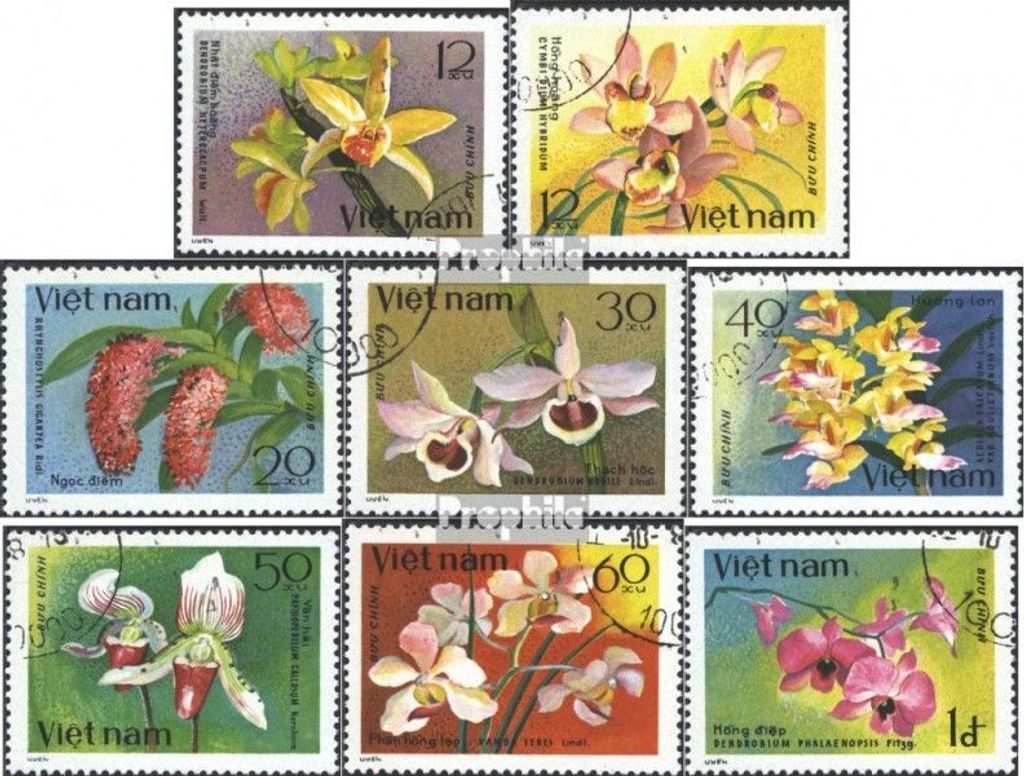 Briefmarken Vietnam 1979 Mi 1055-1062 (kompl.Ausg.) gestempelt Orchideen