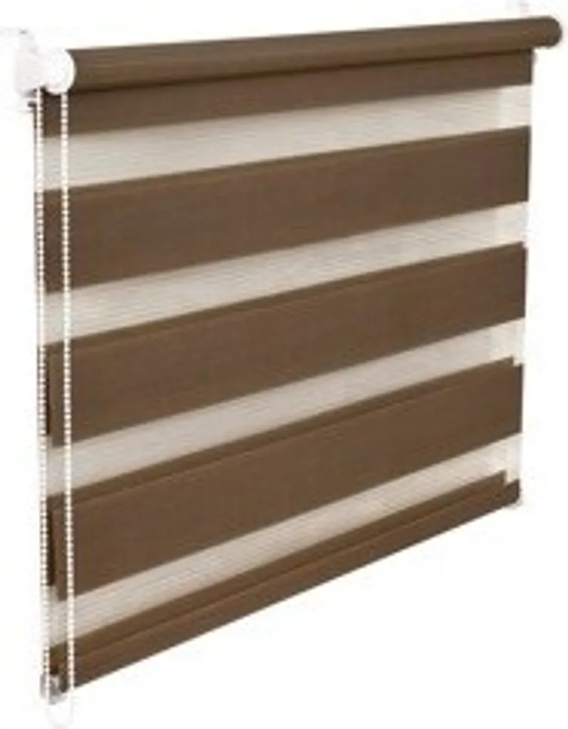 Store jour nuit moka 115x150 cm - Rideau enrouleur bicolore sans perçage