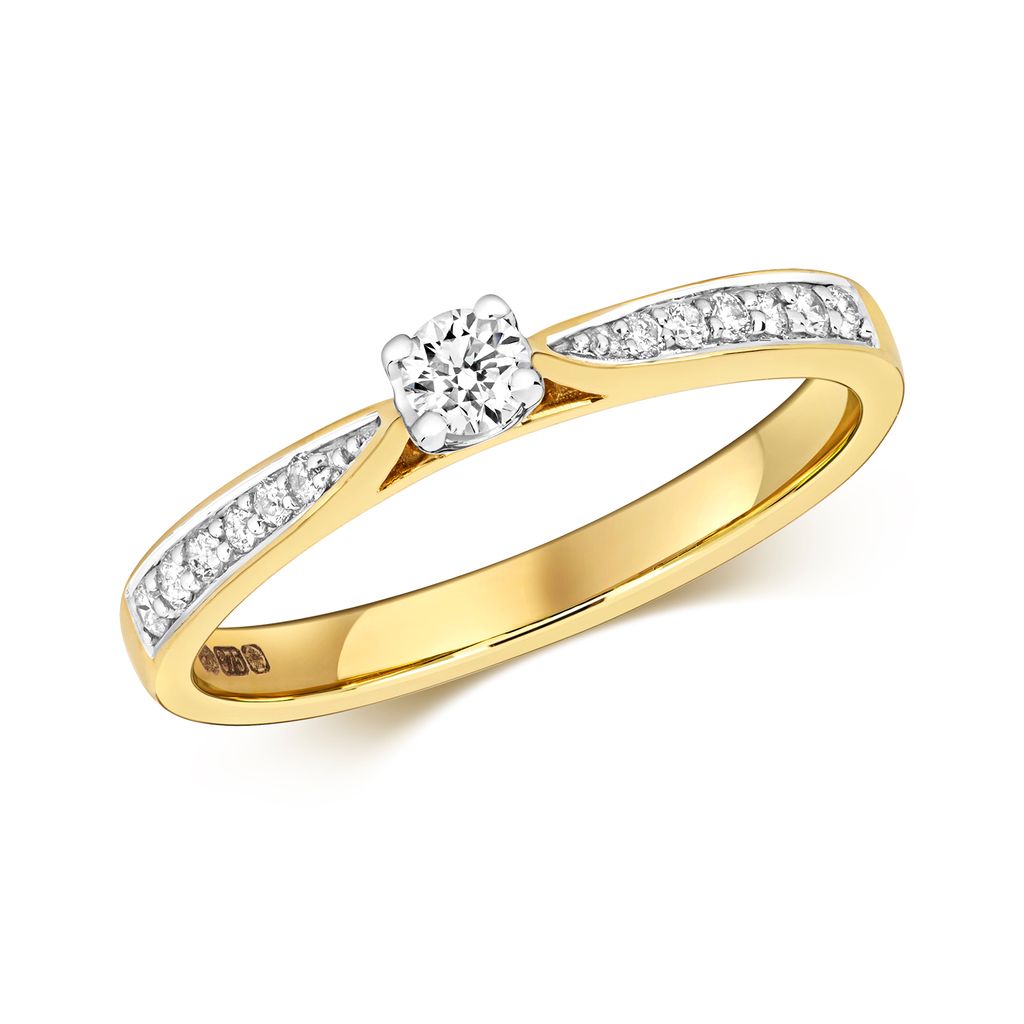 Funkelndes Feuer 9 Karat (375) Gold Damen - Diamant Solitärring Brillant-Schliff 0.20 Karat H - I1, 57 (18.1); TRS320779KYRSP