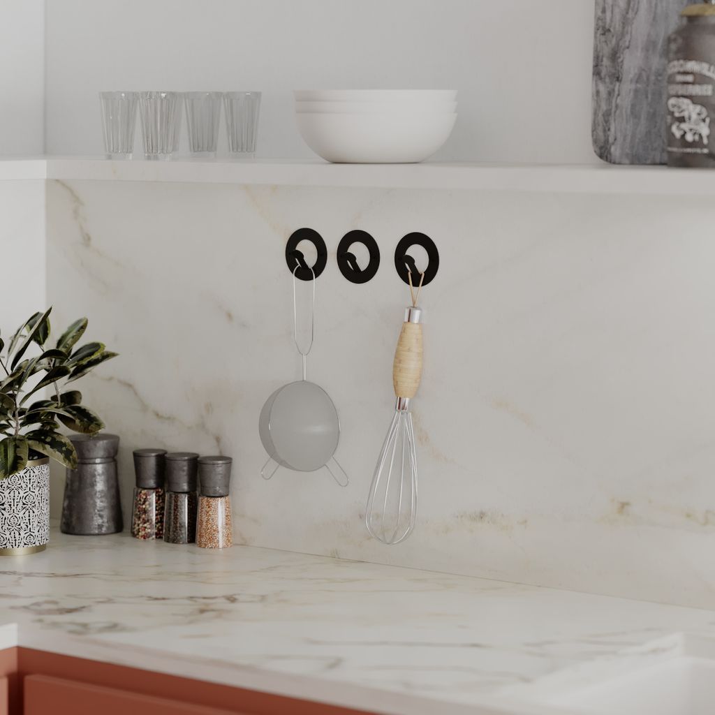 DECORTIE Kaly Metal Round Wandhaken, Handtuchhaken 3er Set