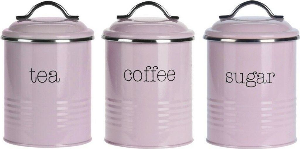Kaffee-/Zucker-/Tee-Aufbewahrungsbehälter-Set Excellent Houseware, Metall, 11x16 cm, 1 l, rosa