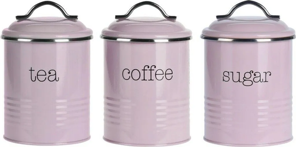 Set di contenitori per caffè/zucchero/tè Excellent Houseware, metallo, 11x16 cm, 1 l, rosa