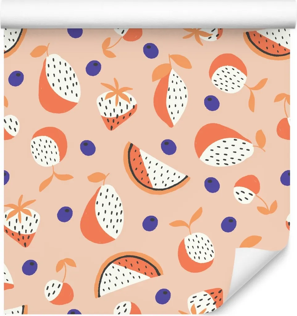 Rouleau de papier peint intissé 10m décor Fruits pour cuisine et salon