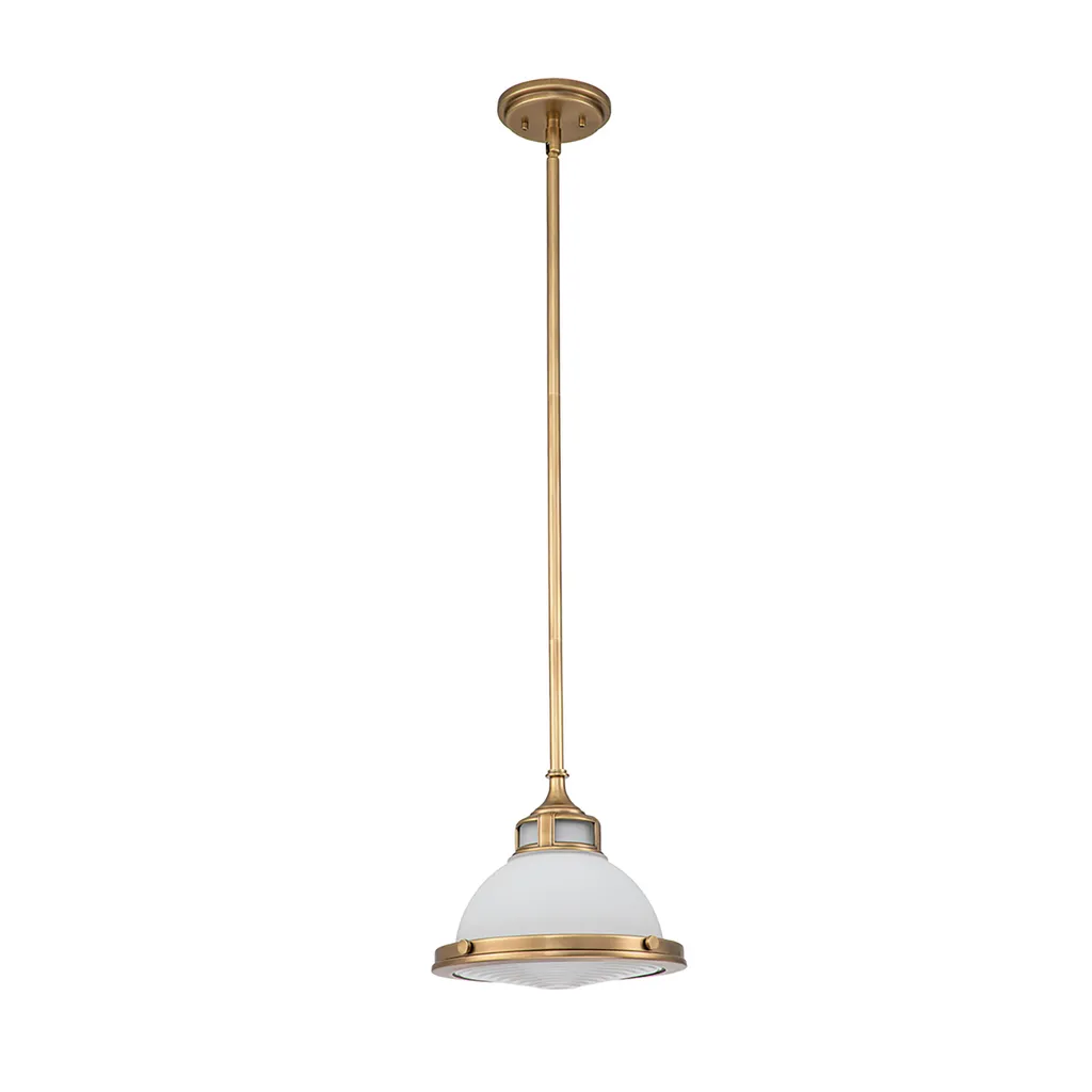 Suspension blanche Amelia en laiton ancien avec culot E27 style rétro