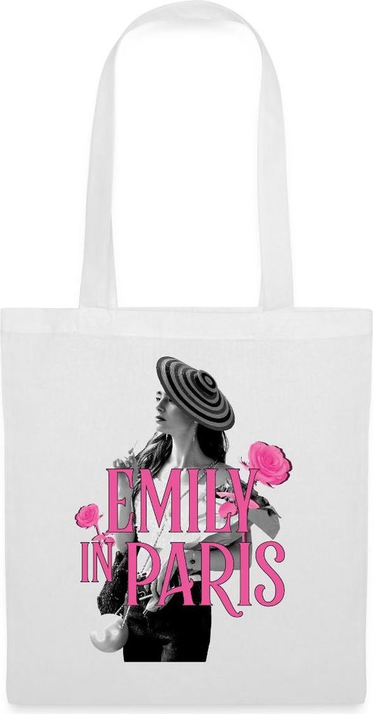 Spreadshirt Emily In Paris Emily Logo Mit Rosen Stoffbeutel, One size, Weiß
