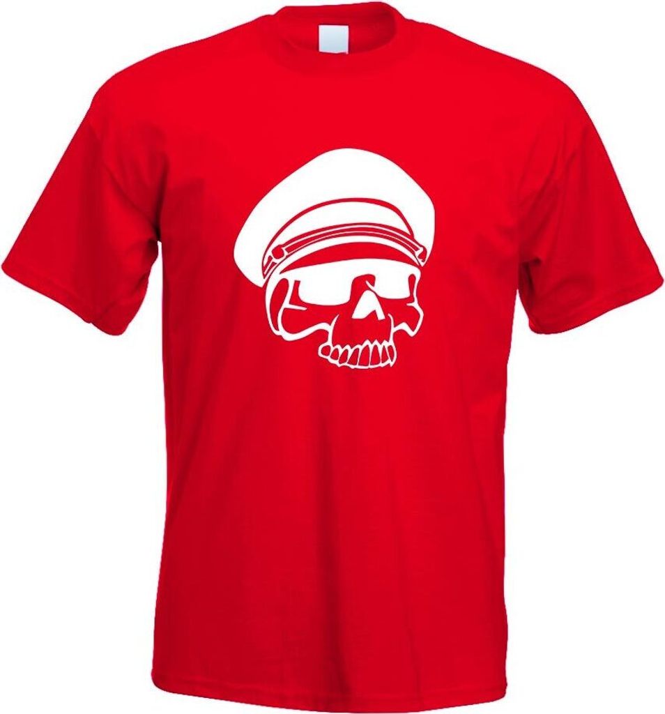 Kiwistar - T-Shirt - rot - Military Skull Schädel Motiv Bedruckt Funshirt Design Print - mit Motiv Bedruckt - Funshirt Design - Sport - Freizeit -...