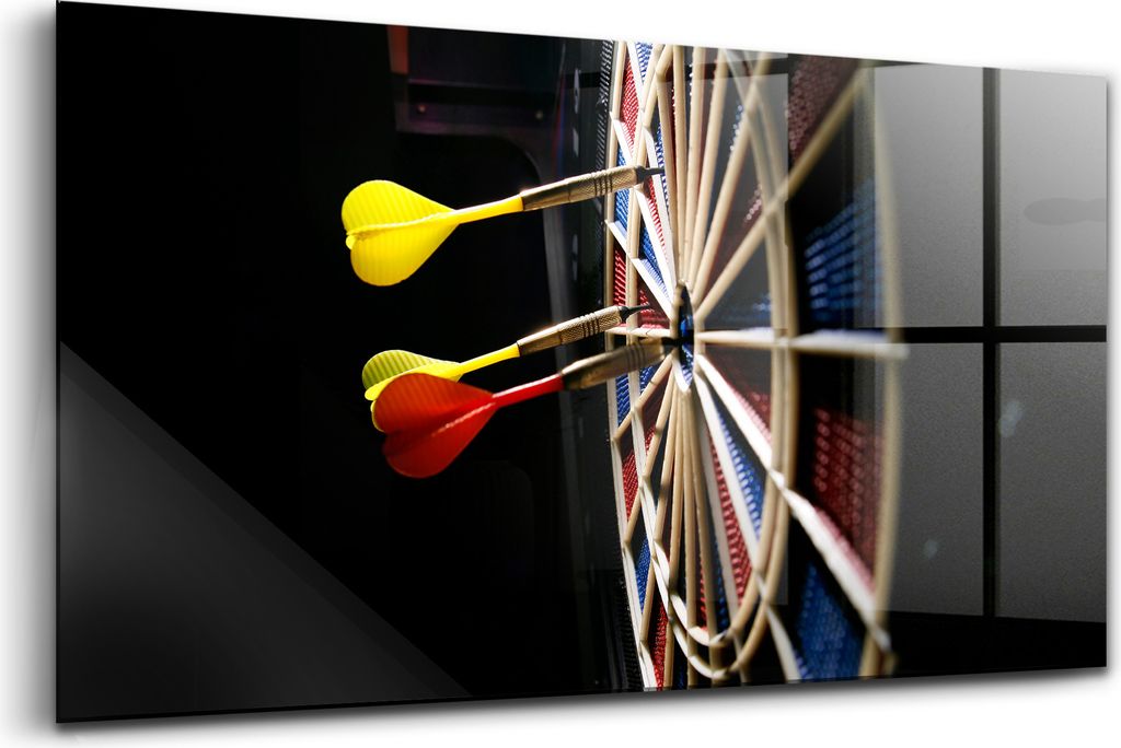120x60 - Wandmalerei auf Glas- Wanddekoration aus Glas - Dartpfeile