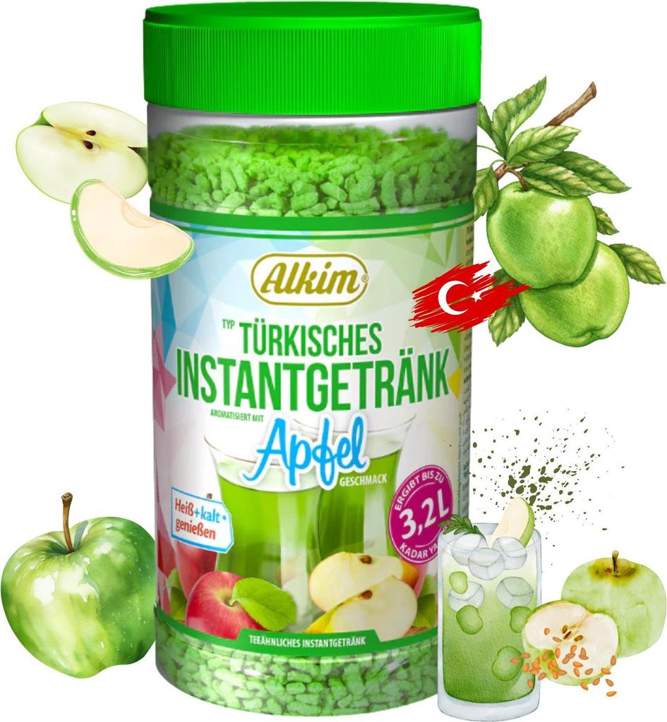 ALKIM Türkisches Instantgetränk Apfel 6 x 400g Teeähnliche Getränke