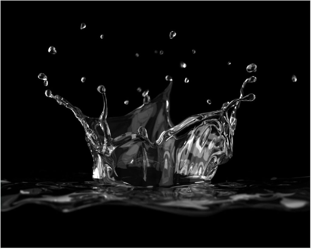 Wallario Poster - Aufspritzendes Wasser Schwarz-Weiß, Kunstdruck Größe: 40 x 50 cm