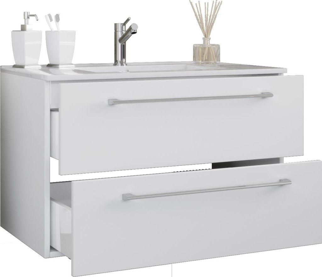 Badinos Unterschrank mit Waschbecken 80 cm, 2 Schubladen Produktbild 