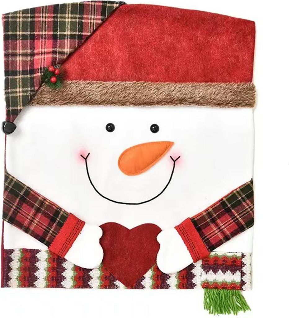 Weihnachtsstuhlbezug, Schneemann, Weihnachtsmann, Hirschform, weihnachtlich, mit Motiv, Rückenlehne, Restaurant-Sitzdekoration