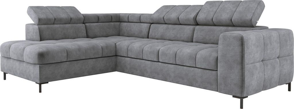 PABLO Ecksofa 279x201 cm Mit Schlaffunktion, Bettkasten, Verstellbaren Kopfstützen, Samtigem CLOUD-Stoff, Pflegeleicht Mit EASY CLEAN-Technologie,...