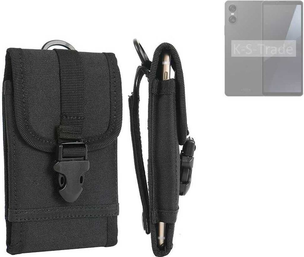 K-S-Trade Holster Handy Hülle kompatibel mit Sony Xperia 10 VI Holster Handytasche Gürtel Tasche Schutz Hülle Robust Outdoor schwarz