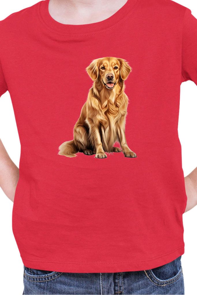 Kinder T-Shirt Dogs Breeds Golden Retriever Dog Breed 008, 12-13 Jahr - 152 / Rot
