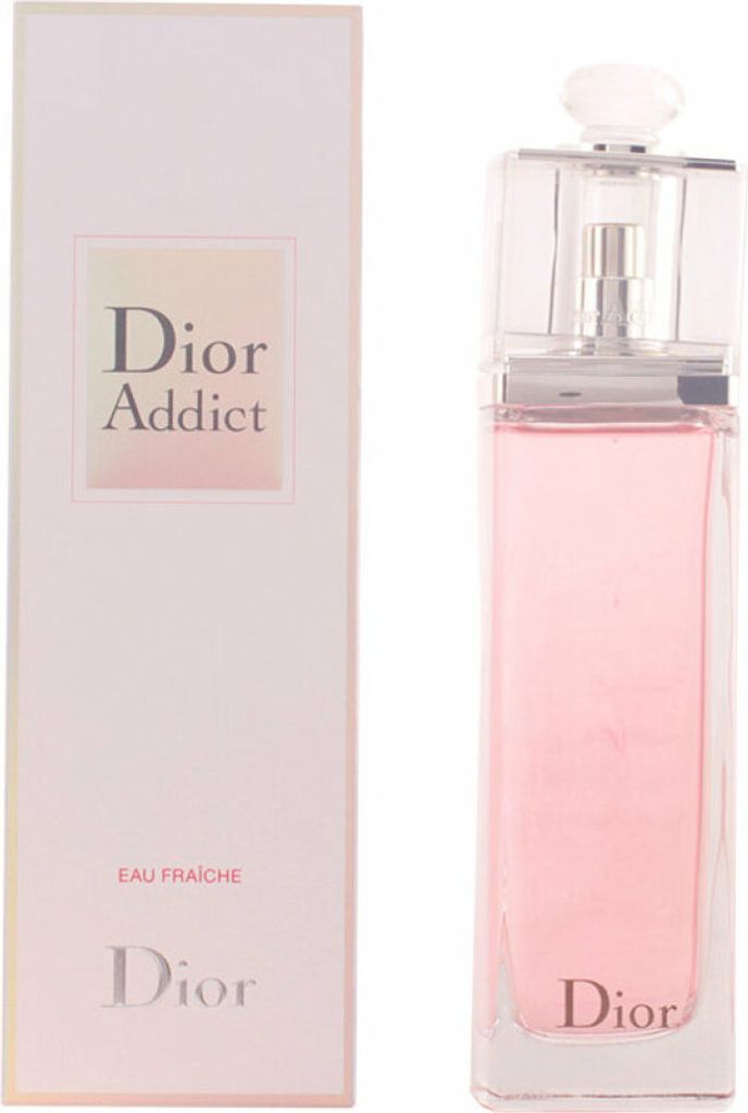 A box and bottle of Dior Addict Eau Fraiche perfume.