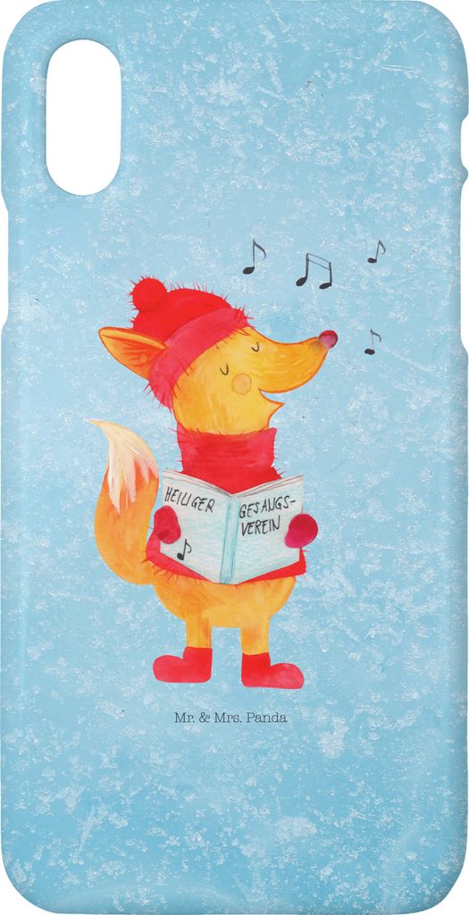 Mr. & Mrs. Panda Iphone 10 Handyhülle Fuchs Sänger - Eisblau - Geschenk, Singen, Hülle, Weihnachtslieder, Cover, Handy, Weihnachten, Winter, Hei...