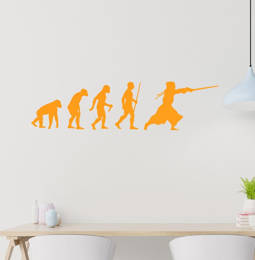 Kendo Kenjutsu Evolution Wandtattoo Wandaufkleber Wall Sticker - Dekoration, Küche, Wohnzimmer, Schlafzimmer, Badezimmer