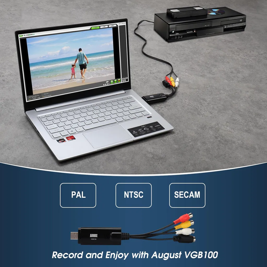 August VGB100 Kit de Conversion VHS sur PC Clé de Numérisation USB 2.0 - 6