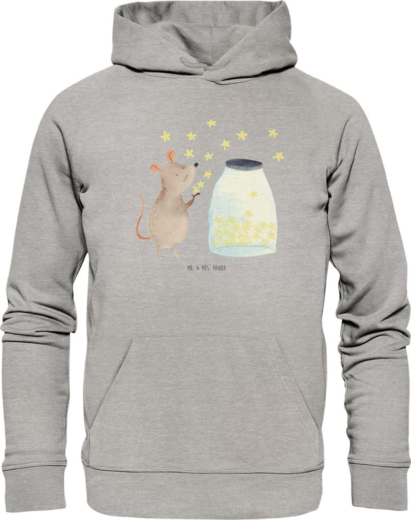 Mr. & Mrs. Panda Bedruckter Hoodie Maus Sterne Größe M - Heather Grey - Geschenk, Taufe, Schwangerschaft, Geburt, Hoody, Geburtstag, Lustige Spr...