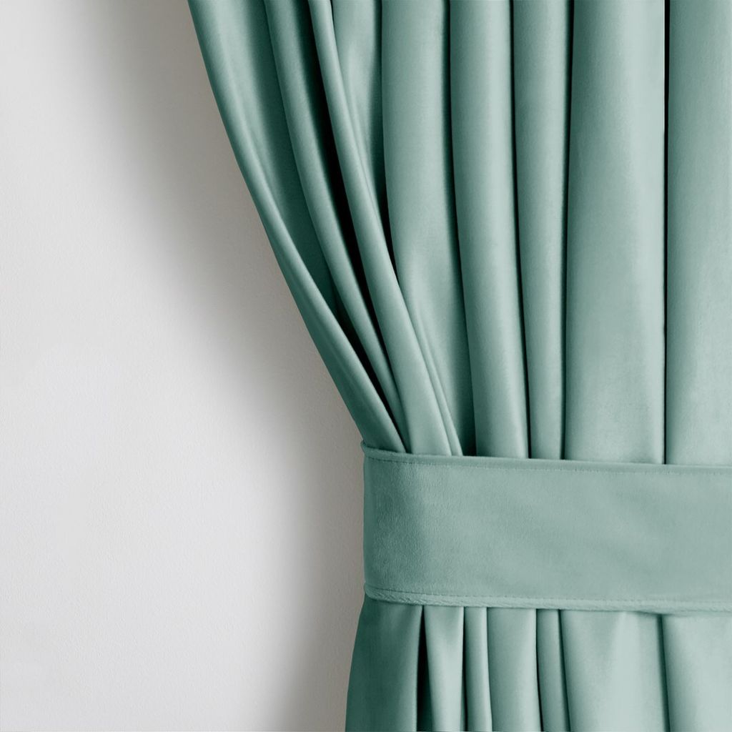 Gardine Kräuselband 140x270 cm Vorhang Mint Verdunkelnd Einfarbig Muster Samt Textil Multifunktionsband mit Raffhalter Wohnzimmer Schlafzimmer